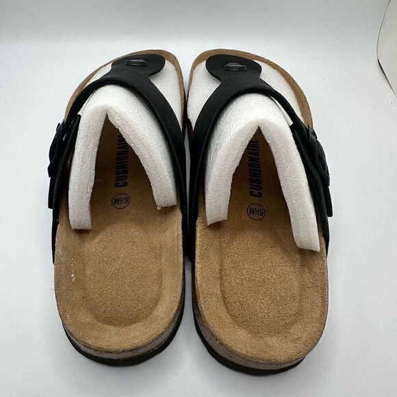 CUSHIONAIRE Women's Leah Cork Footbed Sandal With +Comfort 6.5 BLACK - Picture 4 of 7